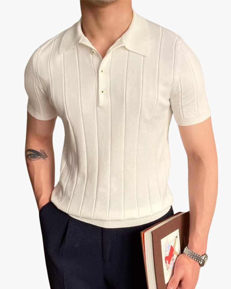 Geripptes Baumwoll-Polohemd Cannes - Milano®