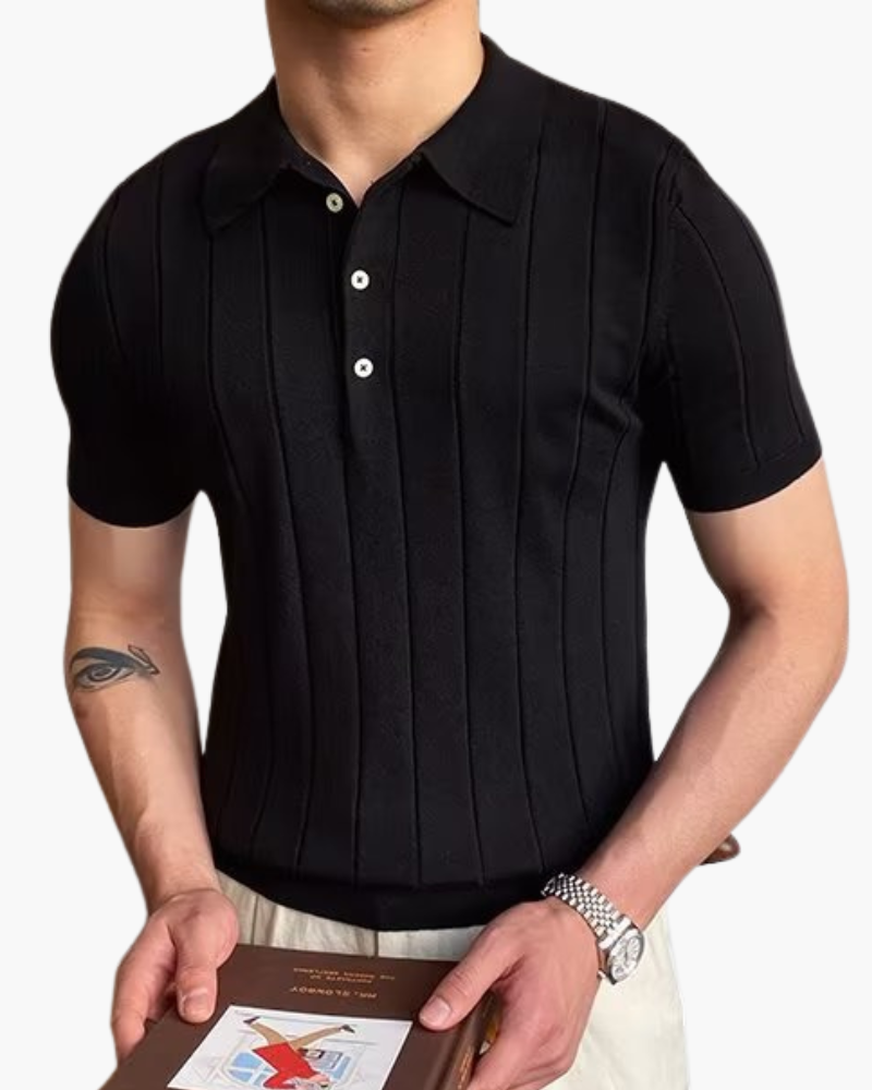 Geripptes Baumwoll-Polohemd Cannes - Milano®
